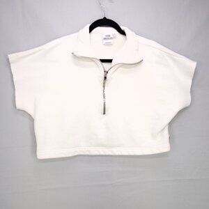 Good American Sweatshirt Cropped Short Sleeve Womens Size 2 Quarter Zip